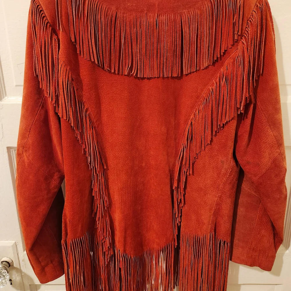 Echo Mountain by Arturo Suede Fringe Jacket - Rust - Made In Mexico - Vintage - Picture 2 of 12